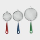 Набор сит Доляна, 3 шт., d=6/7/9 см, нержавеющая сталь, разноцветные - Фото 2