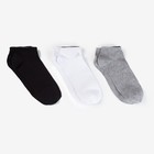 Набор мужских носков 3 пары, цвет белый, чёрный, серый меланж, размер 27-29 - фото 318194041
