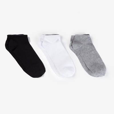 Набор мужских носков 3 пары, цвет белый, чёрный, серый меланж, размер 27-29
