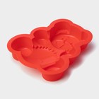 Форма для выпечки Доляна «Мишка», силикон, 17.5×15×3 см, красный - Фото 3