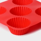 Форма для выпечки Доляна «Сладости. Круг реб», силикон, 18×18 см, 5 ячеек (6.5×6.5×3.5 см), красная - Фото 5