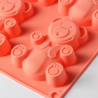 Форма для выпечки Доляна «Животные. Мишка», силикон, 28,5×17 см, 6 ячеек (8,5×7 см), цвет оранжевый - Фото 4