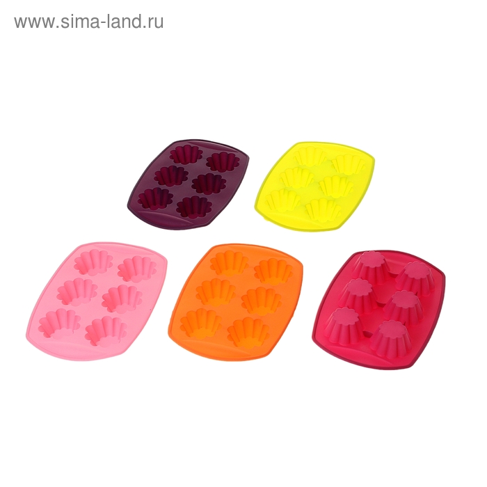 Форма силиконовая для выпечки «Ромашка», 17×29 см, 6 ячеек, цвет МИКС - Фото 1