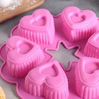 Форма силиконовая для выпечки «Сердце в сердце», 25×4,5 см, 6 ячеек, цвет МИКС - Фото 3