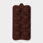 Форма для украшений Доляна «Зоопарк», силикон, 21×10.5 см, 8 ячеек (3.9×3.5 см), коричневая - Фото 2