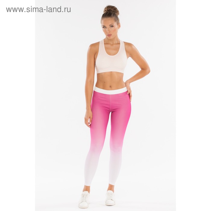 Легинсы женские спортивные, цвет розовый/белый, размер 40-42 (S) - Фото 1