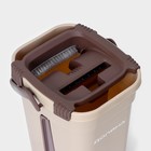 Швабра с отжимом и ведро Доляна, швабра плоская, ведро с отсеками для полоскания и отжима 8 л, запасная насадка из микрофибры, МИКС - Фото 6