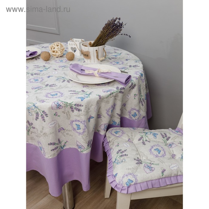 Скатерть круглая с оборкой «Лаванда», диаметр 185 см - Фото 1