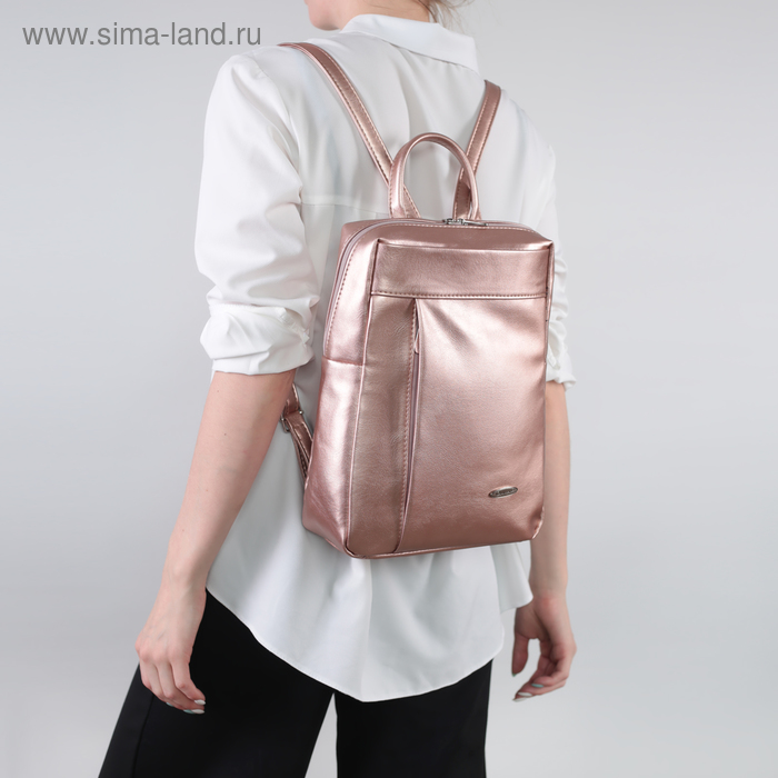 Рюкзак-сумка, отдел на молнии, 2 наружных кармана, цвет розовый - Фото 1