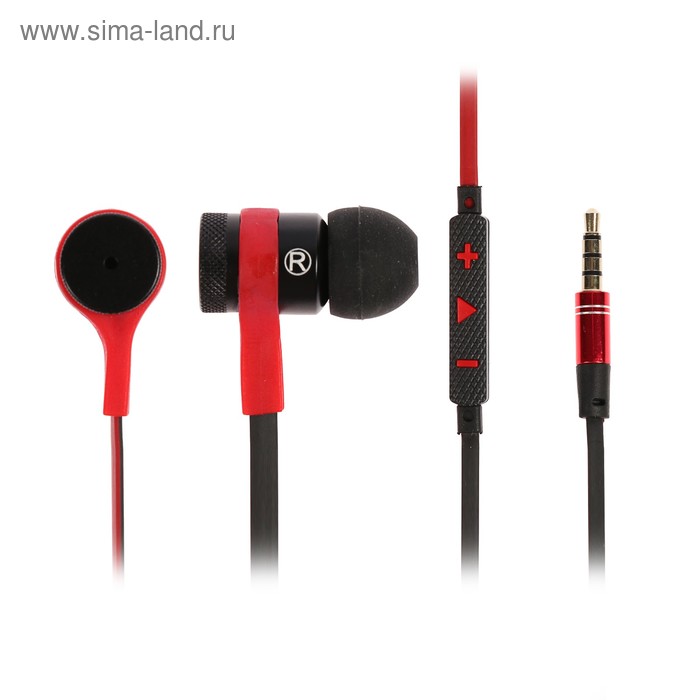 Наушники Defender Arrow, вакуумные, микрофон, 105 дБ, 16 Ом, 3.5 мм, 1.2 м, черно-красные - Фото 1