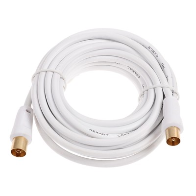 Шнур REXANT, ТВ гнездо - ТВ штекер, 5 м, белый