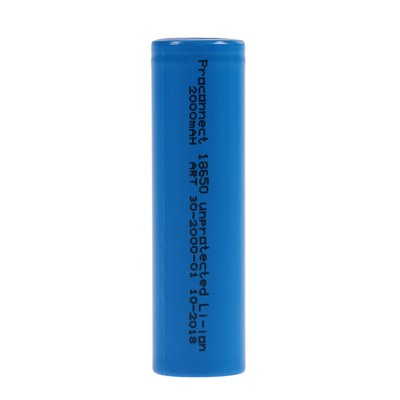 Аккумулятор REXANT, 18650 unprotected, Li-ion, 2000 мАЧ, 3.7 В, индивидуальная упаковка