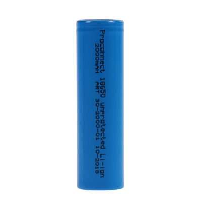 Аккумулятор REXANT, 18650 unprotected, Li-ion, 2000 мАч, 3.7 В, индивидуальная упаковка