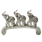 Сувенир "3 индийских слона на дуге с серебрянными ушками" 26х5,5х15 см - Фото 3