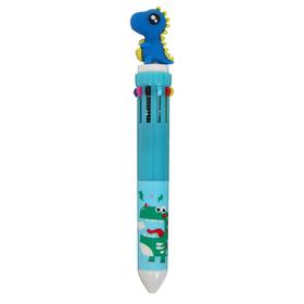 Ручка шариковая автоматическая 10-ти цветная, "Динозавр", цвет синий, в пакете