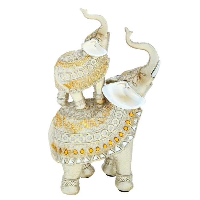 Сувенир "2 африканских слона с янтарными каплями на попоне" 13х7х22,5 см - Фото 1