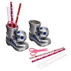 Настольный набор детский, "Ботинок с мячом" из 5 предметов: подставка, ножницы, линейка, 2 карандаша, МИКС - фото 8220888