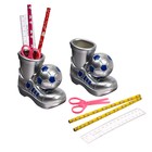 Настольный набор детский, "Ботинок с мячом" из 5 предметов: подставка, ножницы, линейка, 2 карандаша, МИКС - Фото 4