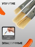 Набор кистей для рисования, щетина, 3 штуки: № 4, 8, 10, плоские, деревянная ручка, международный размер - Фото 2