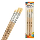 Набор кистей для рисования, щетина, 3 штуки: № 4, 8, 10, плоские, деревянная ручка, международный размер - Фото 4