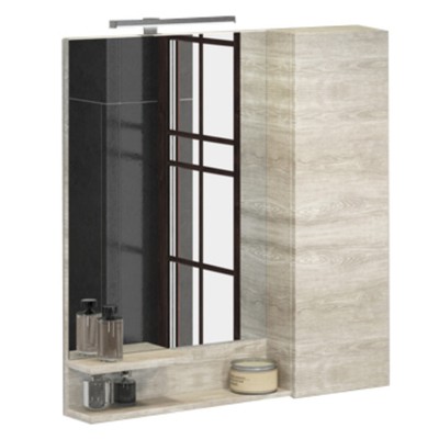 Зеркало шкаф для ванной комнаты Comforty «Верона 75», 750×800 мм, цвет дуб белый