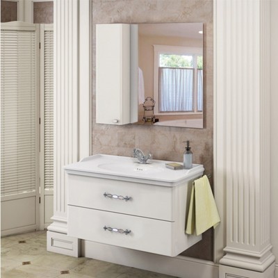 Зеркало шкаф Comforty Неаполь 100 для ванной комнаты, цвет белый