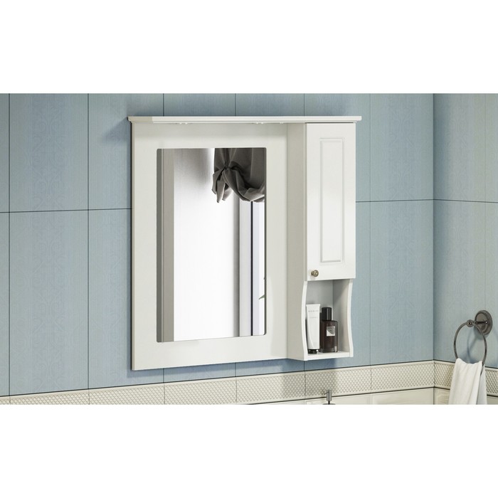 Зеркало шкаф Comforty Палермо 90 для ванной комнаты, цвет слоновая кость