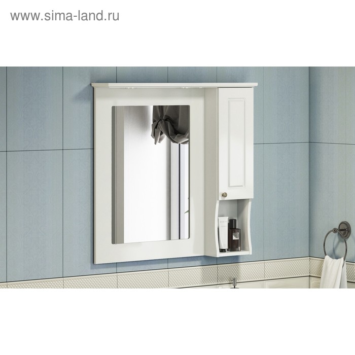 Зеркало шкаф Comforty Палермо 90 для ванной комнаты, цвет слоновая кость