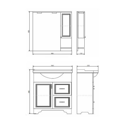 Зеркало шкаф Comforty Севилья 85 для ванной комнаты, цвет слоновая кость