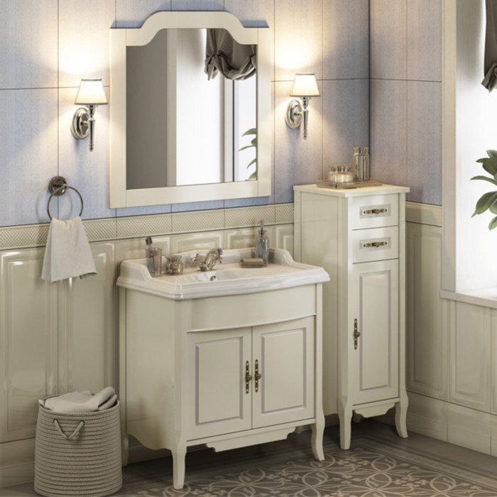 Пенал Comforty Версаль 40 для ванной комнаты, цвет слоновая кость