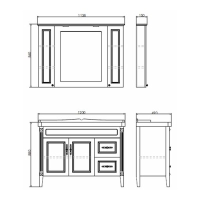 Тумба-умывальник COMFORTY «Палермо-120» белая с раковиной COMFORTY 3312