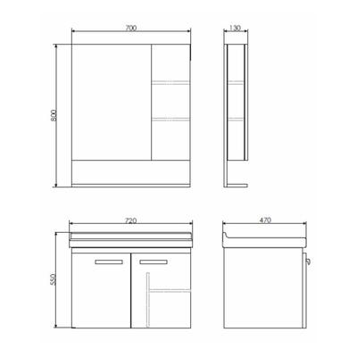 Тумба – умывальник Comforty «Рига – 70», с раковиной COMFORTY 9335-70, цвет дуб сонома