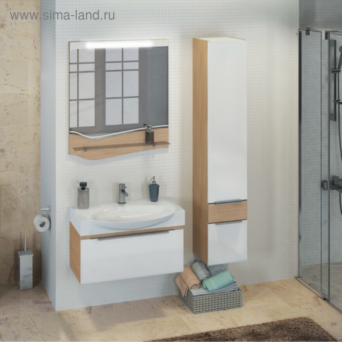 Тумба-умывальник COMFORTY «Самара-76» кофе полоска с раковиной «Signo 76 F01»/«Infinity 76»   440447 - Фото 1