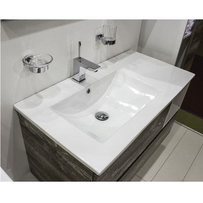 Тумба – умывальник Comforty «Турин – 90L», с раковиной COMFORTY 9090EL, цвет дуб бежевый