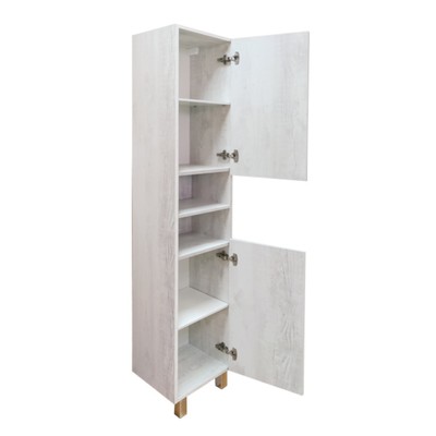 Шкаф – колонна для ванной комнаты Comforty «Верона – 35 – Н», 350×320×1900 мм, цвет дуб белый