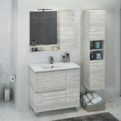 Шкаф – колонна для ванной комнаты Comforty «Верона – 35», 350×320×1600 мм, цвет дуб белый