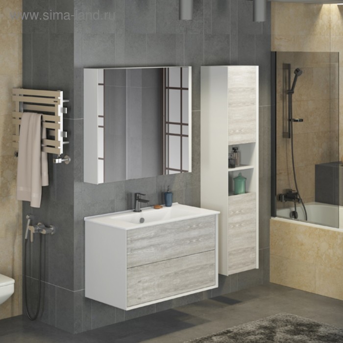 Шкаф-колонна COMFORTY «Женева-35» дуб белый