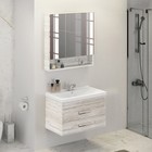 Зеркало шкаф Comforty Никосия 80 для ванной комнаты, цвет дуб белый - Фото 1