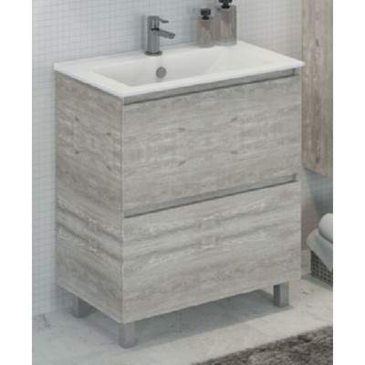 Тумба - умывальник напольная Comforty «Верона-75», раковина Comforty 75E, цвет дуб белый