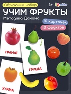 Обучающий набор по методике Г. Домана «Фрукты», 10 карточек, 10 фруктов, счётный материал, 3+, МИКС - Фото 1