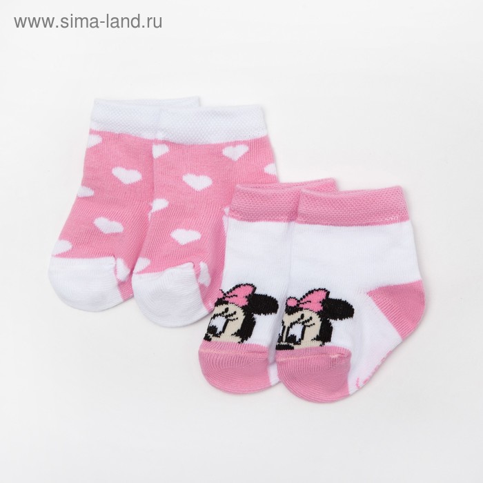 Набор носков "Minnie Mouse", белый/розовый, 6-8 см - Фото 1
