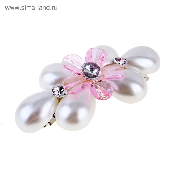 Заколка-автомат для волос "Ассоль" цветок жемчужина 7,6 см микс - Фото 1