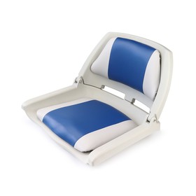 Кресло складное пластиковое с мягкими накладками, белый/синий
