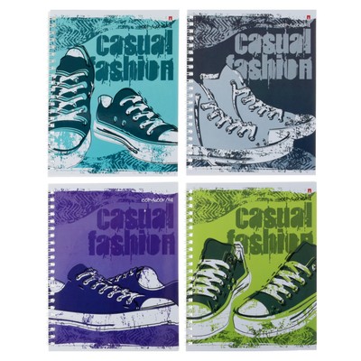 Тетрадь 48 листов в клетку на гребне «Кеды», обложка мелованный картон, глянцевая ламинация, МИКС