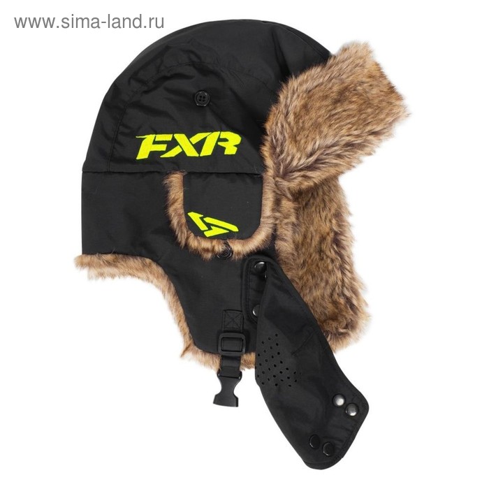 Шапка FXR Trapper, размер L-XL, чёрный, жёлтый - Фото 1