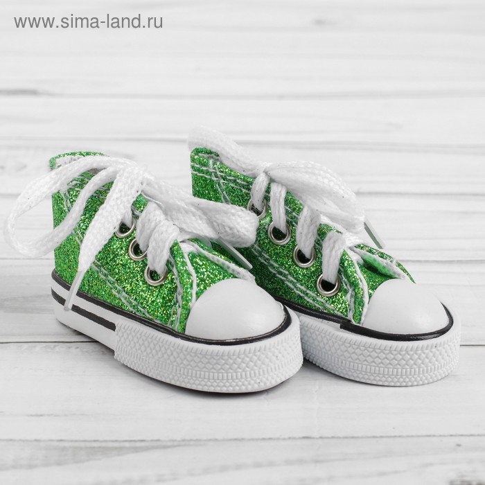 Кеды для кукол «Блёстки», длина подошвы: 7,5 см, цвет зелёный - Фото 1