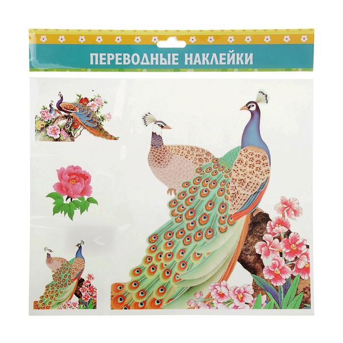 Наклейка-переводка "Павлин и пава" 28х23 см - Фото 1