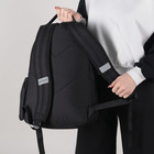 Рюкзак молодёжный, отдел на молнии, 3 наружных кармана, цвет чёрный/серебро - Фото 5