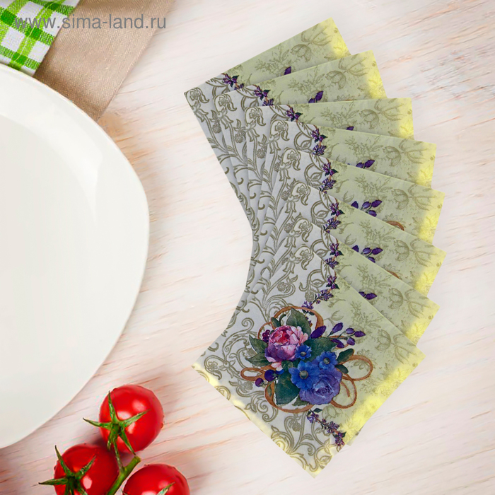 Набор салфеток бумажных "Цветочная композиция" - Фото 1