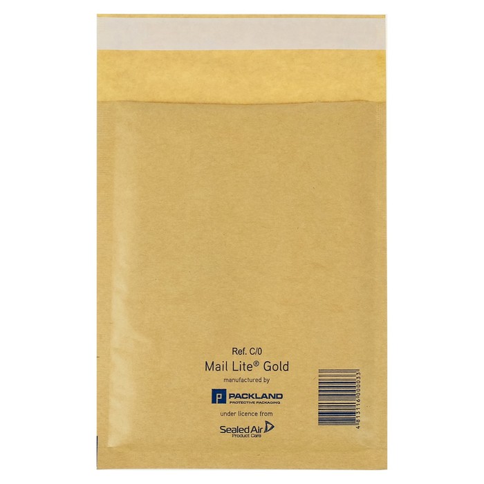 Крафт-конверт с воздушно-пузырьковой плёнкой Mail Lite, 15х21 см, Gold